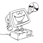 Dibujo para colorear Dibujo D Euna Computadora Con Un Cd En La Mano Para Colorear