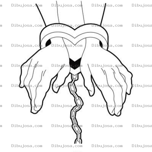 Dibujo para colorear Esclavo Del Amor Para Pintar Y Colorear Hombre Enchachado O Esposado Con Esposas De Corazon