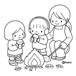 Dibujo para colorear Dibujo De Ninos En Una Fogata Para Colorear
