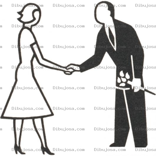Dibujo para colorear Dibujo De Un Caballero Dando La Mano A Una Senorita Con Un Ramo De Rosas Para Colorear