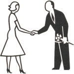 Dibujo para colorear Dibujo De Un Caballero Dando La Mano A Una Senorita Con Un Ramo De Rosas Para Colorear