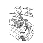Dibujo para colorear Colorear a Barney comiendo cereal