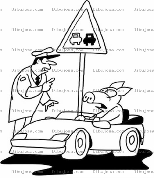 Dibujo para colorear Policia De Transito Para A Un Coche Para Pintar Y Colorear