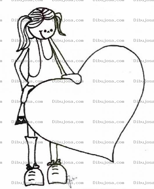 Dibujo para colorear Nina Con Un Gran Corazon Limpio Y Puro Para Pintar Y Colorear