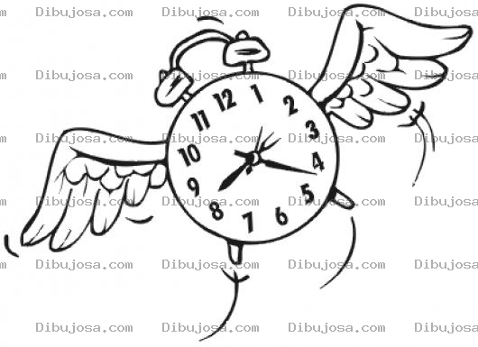 Dibujo para colorear El Tiempo Vuela Dibujo De Reloj Volando Para Pintar Y Colorear