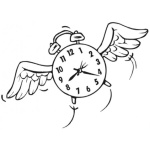 Dibujo para colorear El Tiempo Vuela Dibujo De Reloj Volando Para Pintar Y Colorear