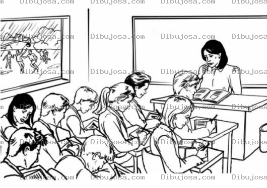 Dibujo para colorear Dibujo Para Colorear Jovenes Estudiantes De Secundaria En Clase De Diversificado Bachillerato En Ciencias Y Letras O Perito Contador En Examenes