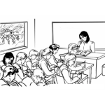 Dibujo para colorear Dibujo Para Colorear Jovenes Estudiantes De Secundaria En Clase De Diversificado Bachillerato En Ciencias Y Letras O Perito Contador En Examenes