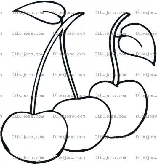 Dibujo para colorear Dibujo De Cerezas Para Pintar Y Colorear 3 Cerezas