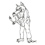 Dibujo para colorear Dibujo De Lobo Con Tenedor Y Cuchillo Para Colorear