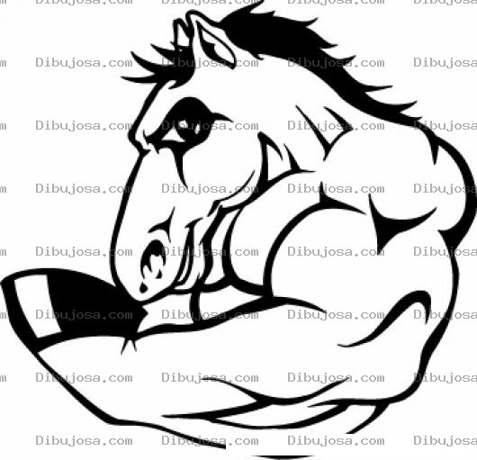 Dibujo para colorear Dibujo De Caballo Musculoso Y Fortachon Para Pintar Y Colorear