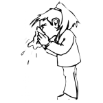 Dibujo para colorear Dibujo De Chica Con Gripe Sonandose Los Mocos Con Un Panuel Para Colorear