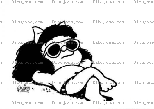 Dibujo para colorear Dibujo De Mafalda En La Palaya Para Colorear