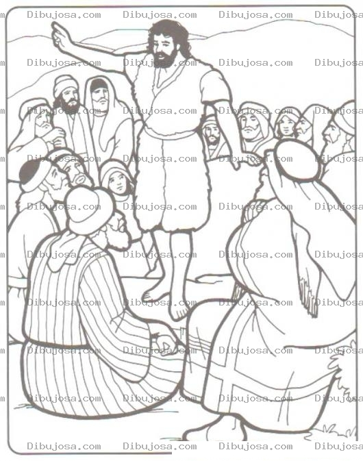 Dibujo para colorear Colorear a Juan el Bautista Predicando