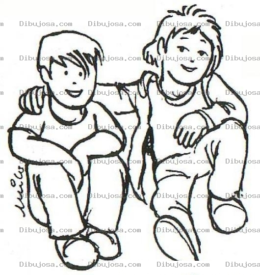 Dibujo para colorear Dibujo De Ninos Mejores Amigos Para Colorear Y Pintar