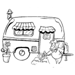 Dibujo para colorear Dibujo De Casa Rodante Con Camper Para Colorear Y Pintar