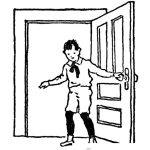Dibujo para colorear Dibujo De Nino Cerrando La Puerta Para Pintar Y Colorear