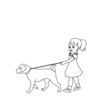 Dibujo para colorear Dibujo De Nina Paseando A Su Perro Para Pintar Y Colorear
