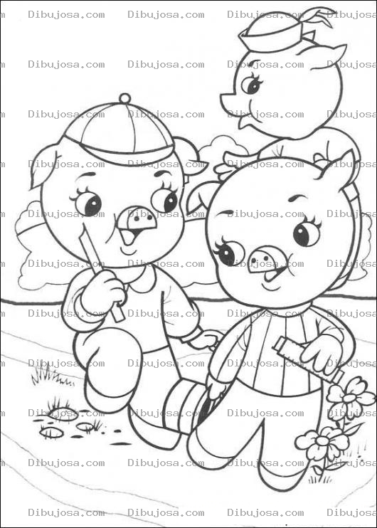Dibujo para colorear Dibujos De Los 3 Cochinitos Para Colorear Dibujos De Cochinos