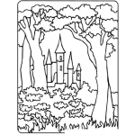 Dibujo para colorear Castillo en el bosque