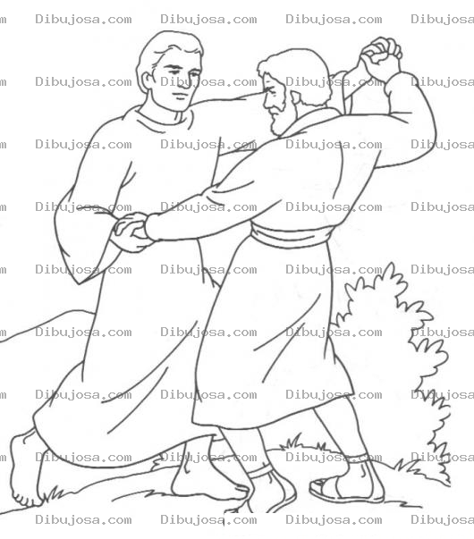 Dibujo para colorear Colorear a Jacob peleando con el Angel