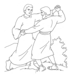 Dibujo para colorear Colorear a Jacob peleando con el Angel