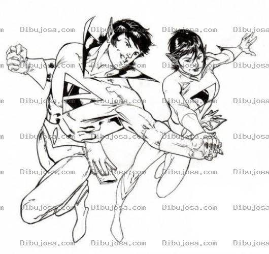 Dibujo para colorear Colorear Gemelos Fantsticos De La Liga De La Justicia Para Imprimir Y Pintar