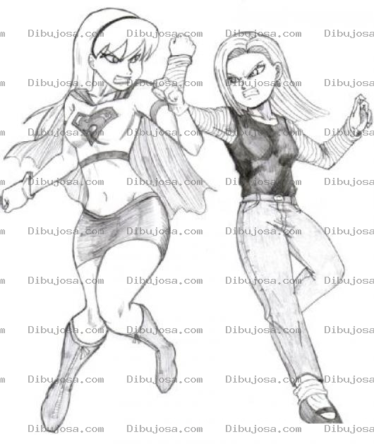 Dibujo para colorear Dibujo De Super Chica Peleando Con Chica Mala Para Pintar Y Colorear