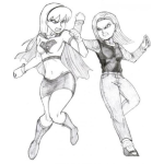 Dibujo para colorear Dibujo De Super Chica Peleando Con Chica Mala Para Pintar Y Colorear