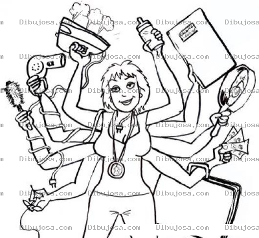 Dibujo para colorear Dibujo De Mujer Mil Oficios Con 8 Manos Para Pintar Y Colorear