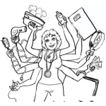 Dibujo para colorear Dibujo De Mujer Mil Oficios Con 8 Manos Para Pintar Y Colorear