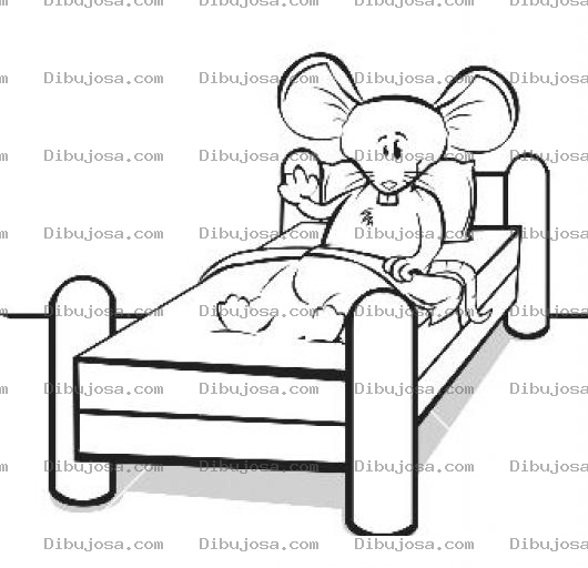 Dibujo para colorear Raton En Su Camita Para Pintar Y Colorear