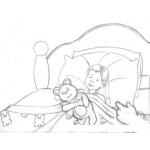 Dibujo para colorear Colorear Nina Durmiendo Abrazada De Su Osito