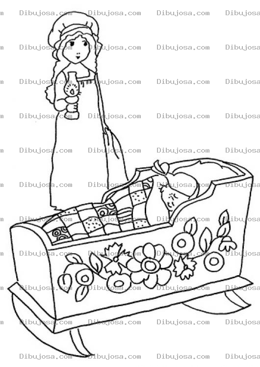 Dibujo para colorear Colorear Cunita De Bebe Par Pintar Meseser Mama Durmiendo A Su Bebita