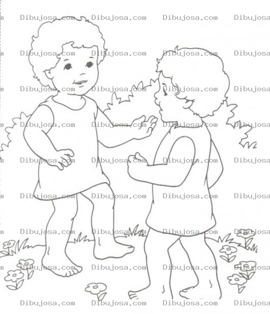 Dibujo para colorear Colorear a Esau y Jacob de chiquitos