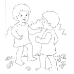 Dibujo para colorear Colorear a Esau y Jacob de chiquitos