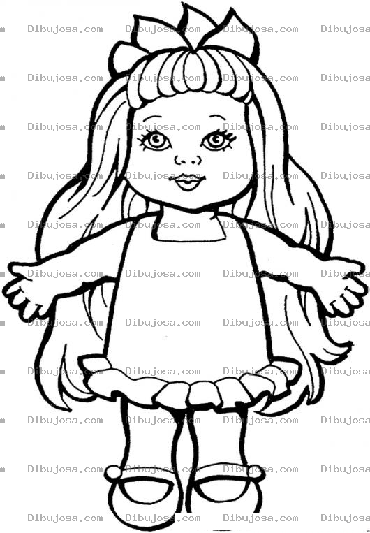 Dibujo para colorear Munequita De Juguete Con Pelo Largo Para Pintar Y Colorear