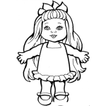 Dibujo para colorear Munequita De Juguete Con Pelo Largo Para Pintar Y Colorear