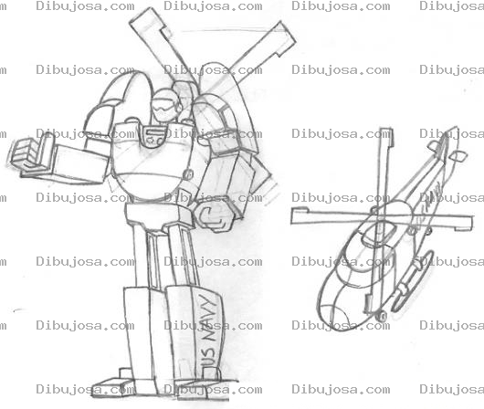 Dibujo para colorear Transformet Helicoptero Para Pintar Y Colorear Gratis