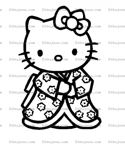 Dibujo para colorear Hello Kitti Con Kimono Para Colorear Kello Kity Vestida De Chinita