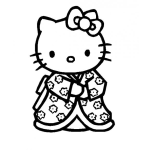Dibujo para colorear Hello Kitti Con Kimono Para Colorear Kello Kity Vestida De Chinita