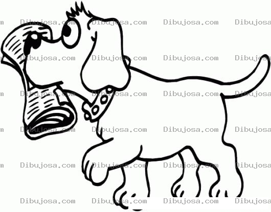 Dibujo para colorear Perro Con Periodico Para Colorear