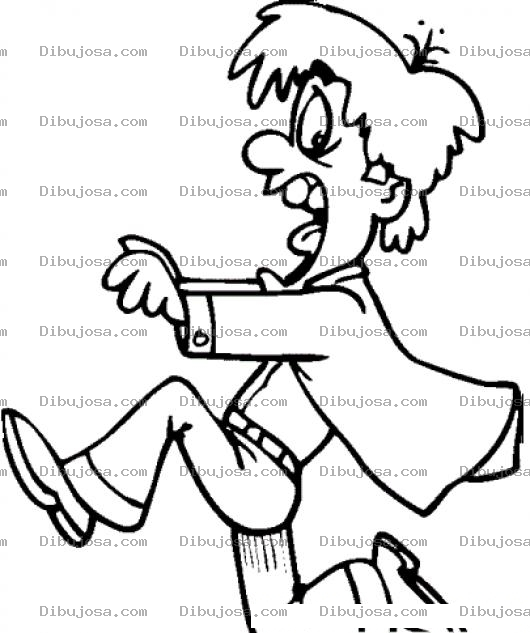 Dibujo para colorear Hombre Miedoso Corriendo De Miedo Para Pintar Y Colorear