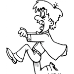 Dibujo para colorear Hombre Miedoso Corriendo De Miedo Para Pintar Y Colorear