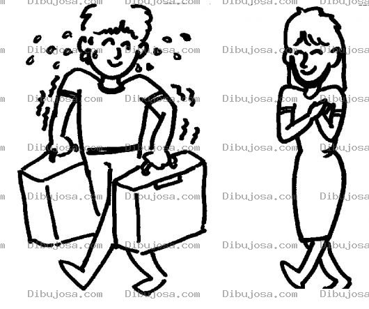 Dibujo para colorear Dibujo De Hombre Ayudando A Cargar Maletas A Una Mujer Dibujos De Ayudar