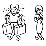 Dibujo para colorear Dibujo De Hombre Ayudando A Cargar Maletas A Una Mujer Dibujos De Ayudar
