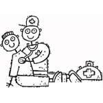 Dibujo para colorear Colorear Enfermero Haciendo Un Examen Medico