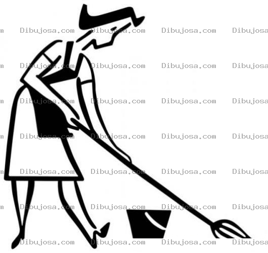 Dibujo para colorear Colorear Mujer Trapenado El Piso Con Una Mopa O Trapeador