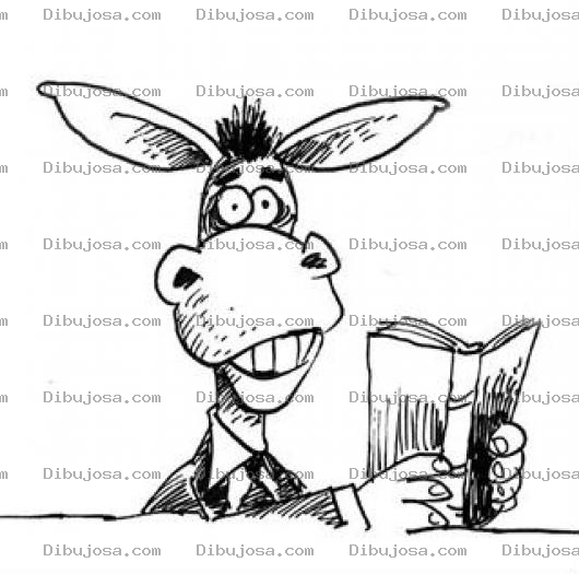 Dibujo para colorear Burro Leyendo Un Libro Para Pintar Y Colorear