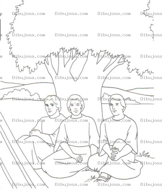 Dibujo para colorear Colorear a los tres angeles que visitaron a Abrahama